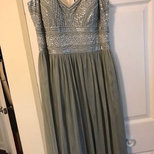 Adrianna Papell Aida Dress - Morning Mist Size 14